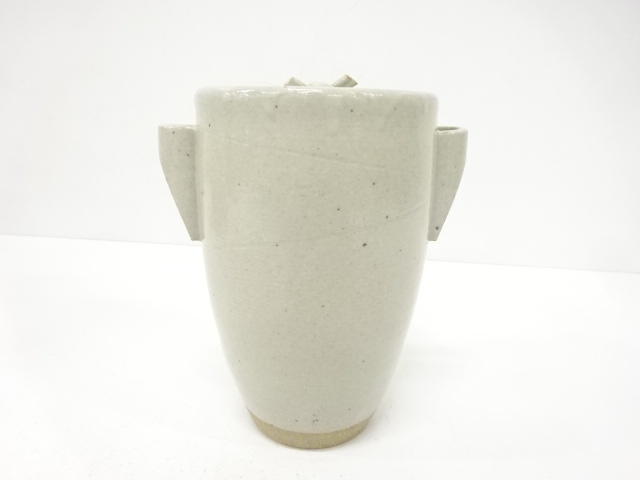  信楽焼　高橋楽斎造　虫明写　雁ノ画　水指